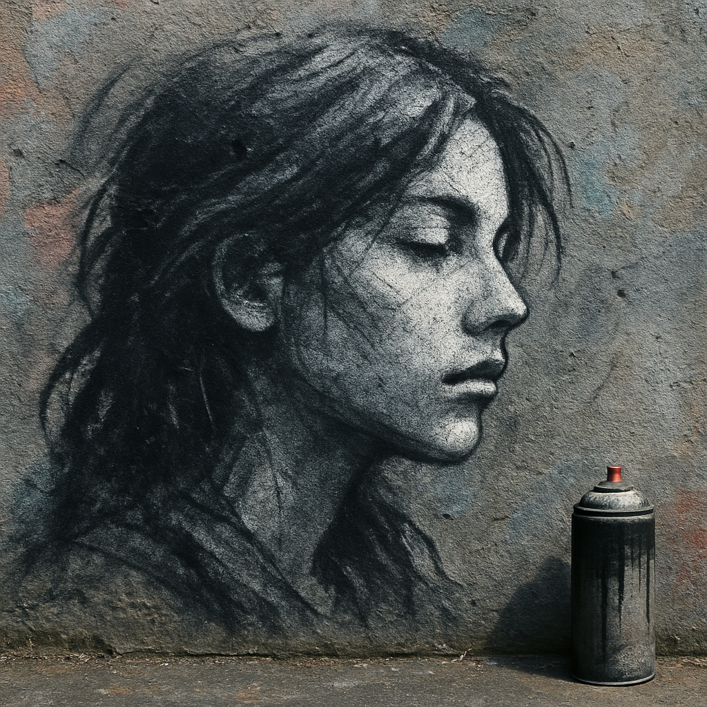 Retrato em grafite estilo street art