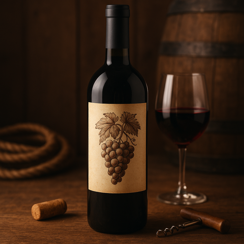 Still de rótulo de vinho ou bebida artesanal
