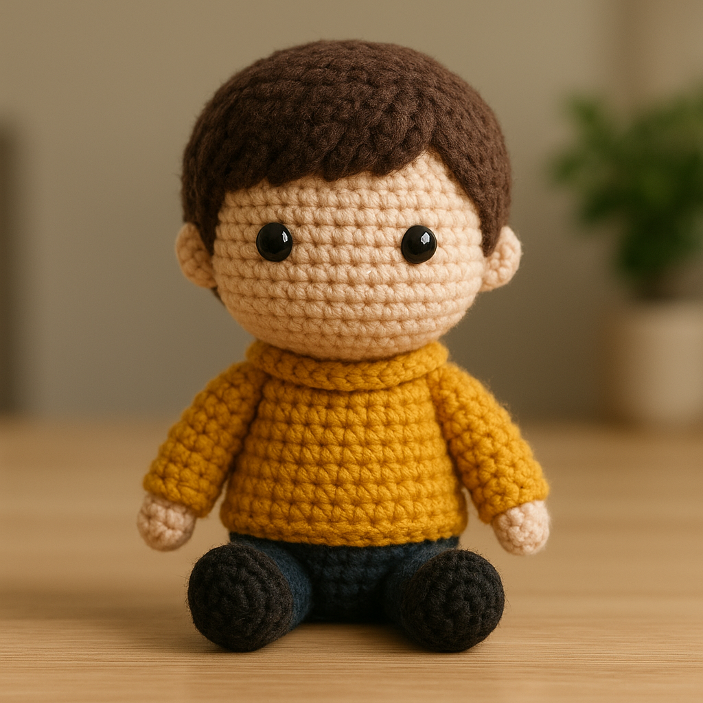 Boneco de crochê amigurumi da sua foto