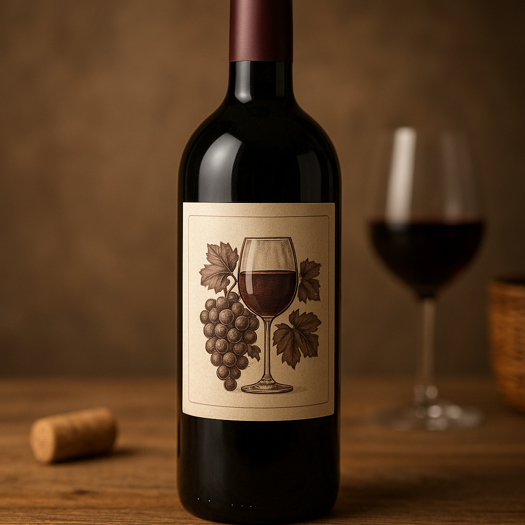 Still de rótulo de vinho ou bebida artesanal