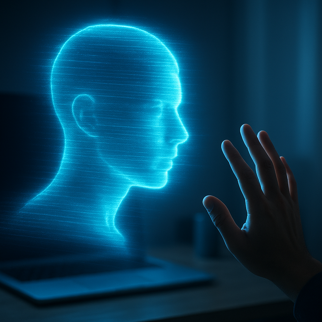 Retrato em holograma futurista
