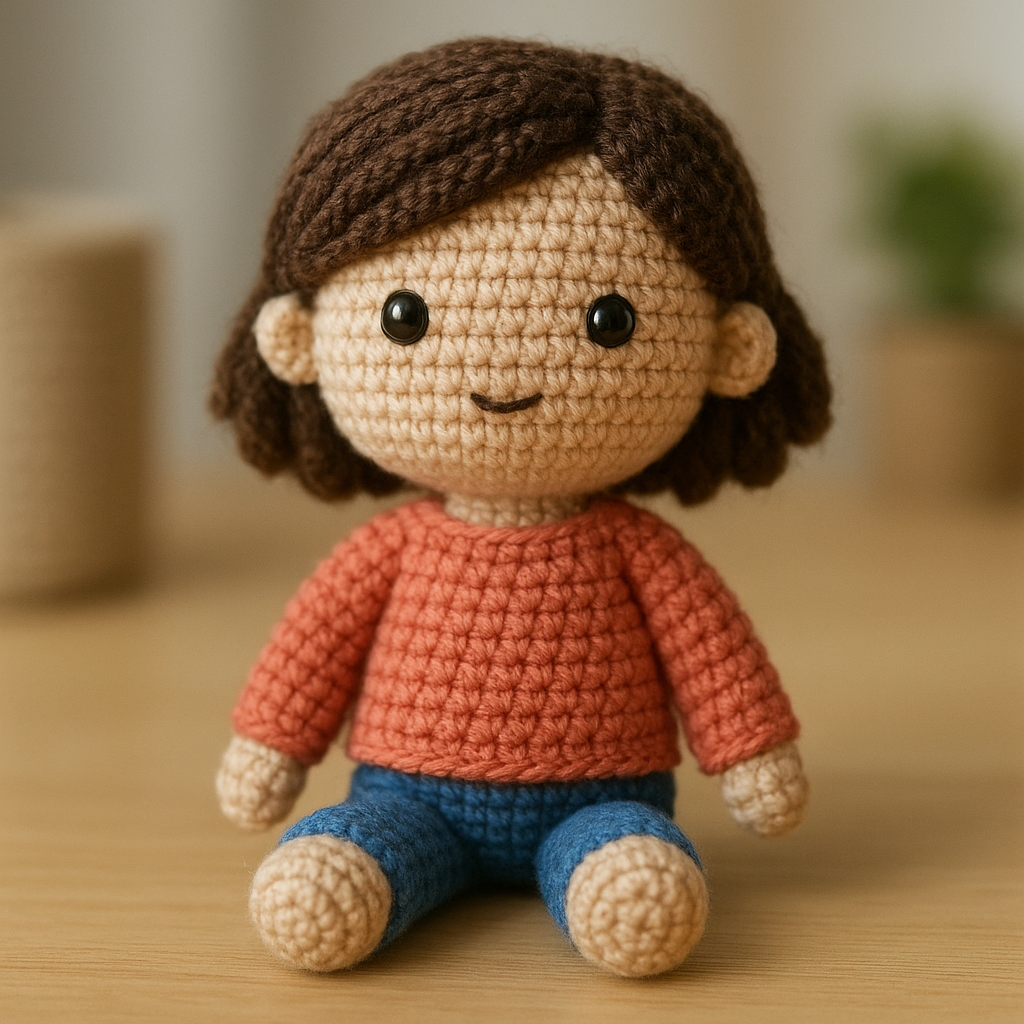 Boneco de crochê amigurumi da sua foto