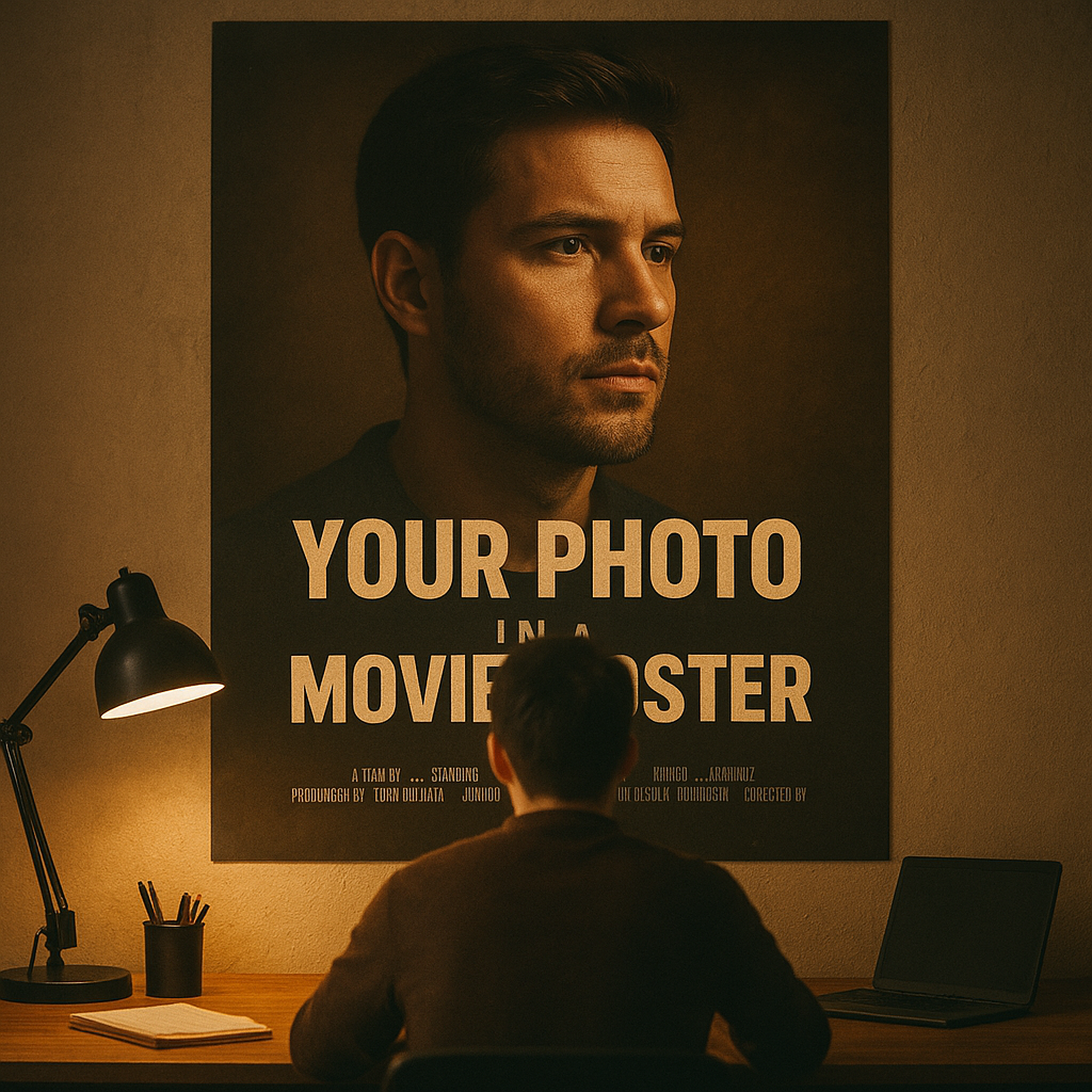 Sua foto em pôster de filme