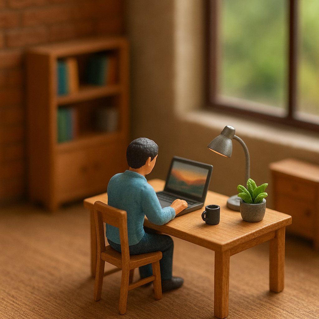 Cena em miniatura estilo diorama