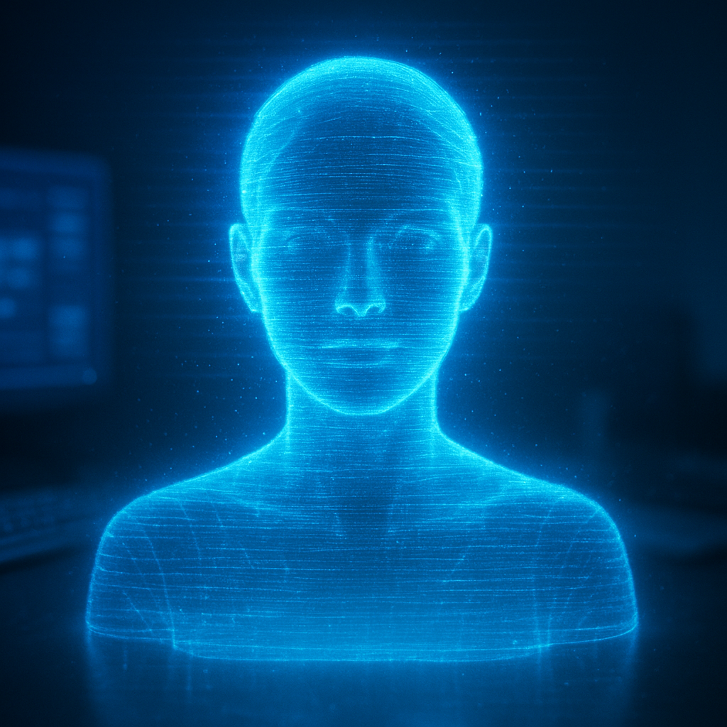 Retrato em holograma futurista