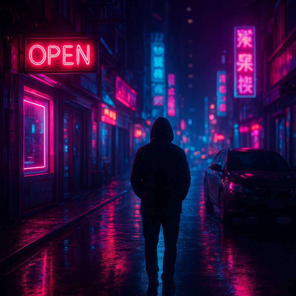 Cena em neon cyberpunk