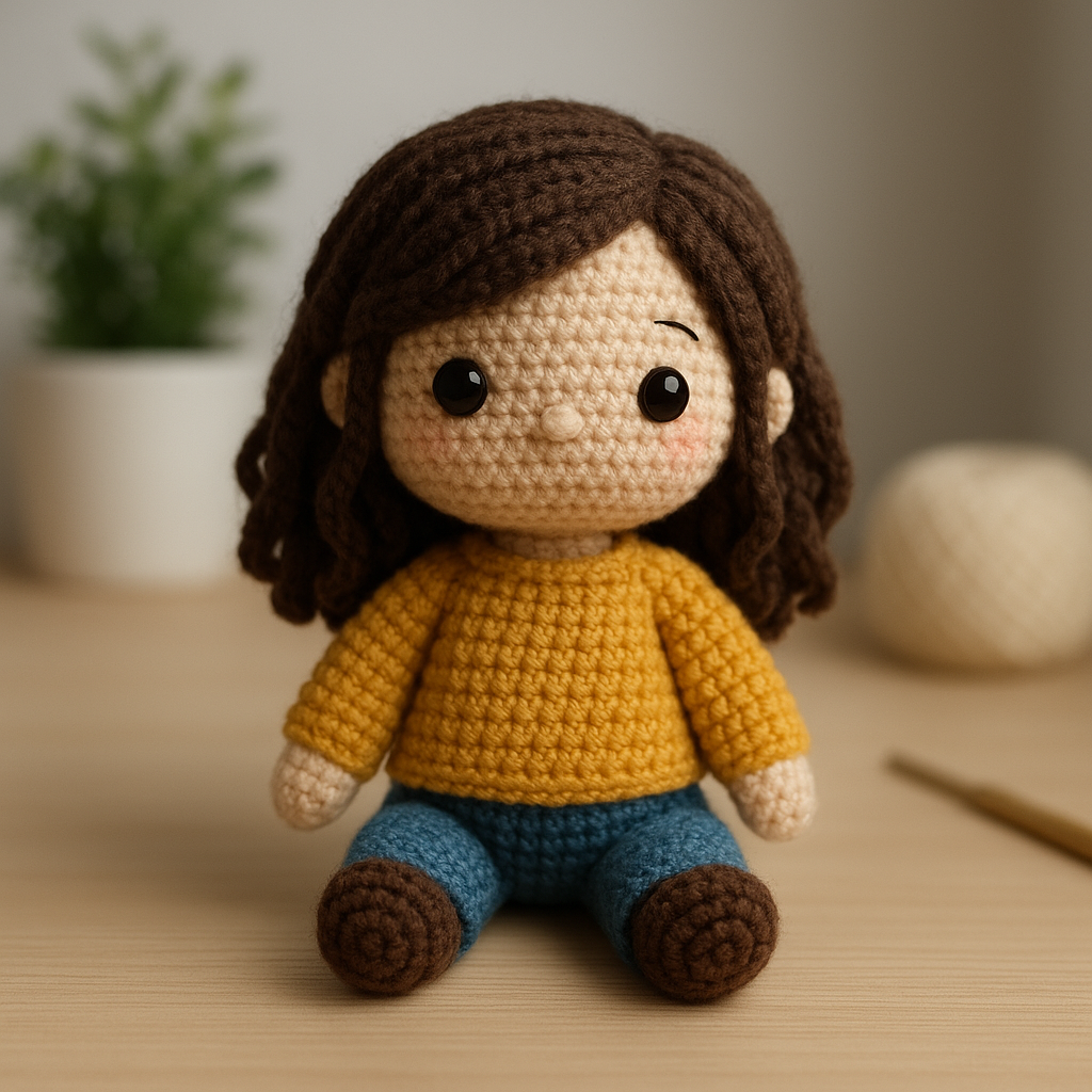 Boneco de crochê amigurumi da sua foto