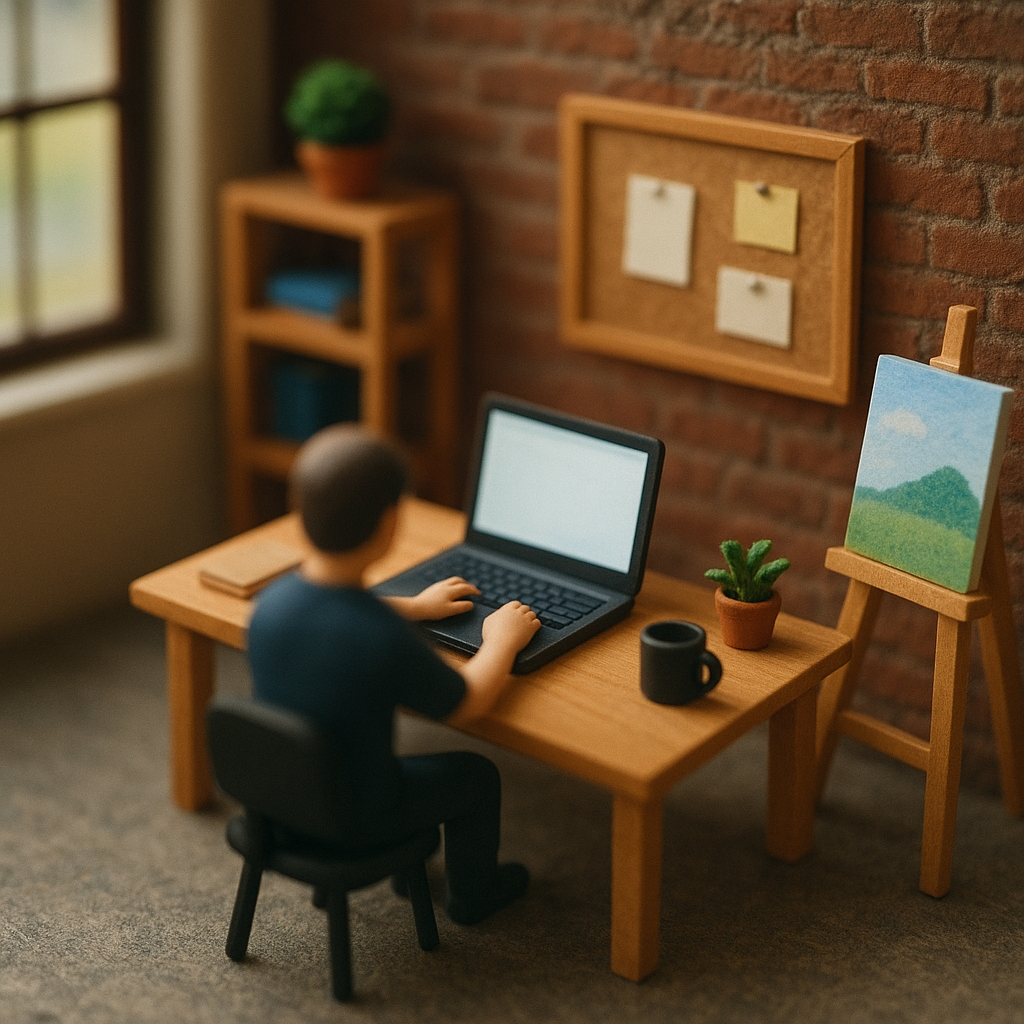 Cena em miniatura estilo diorama