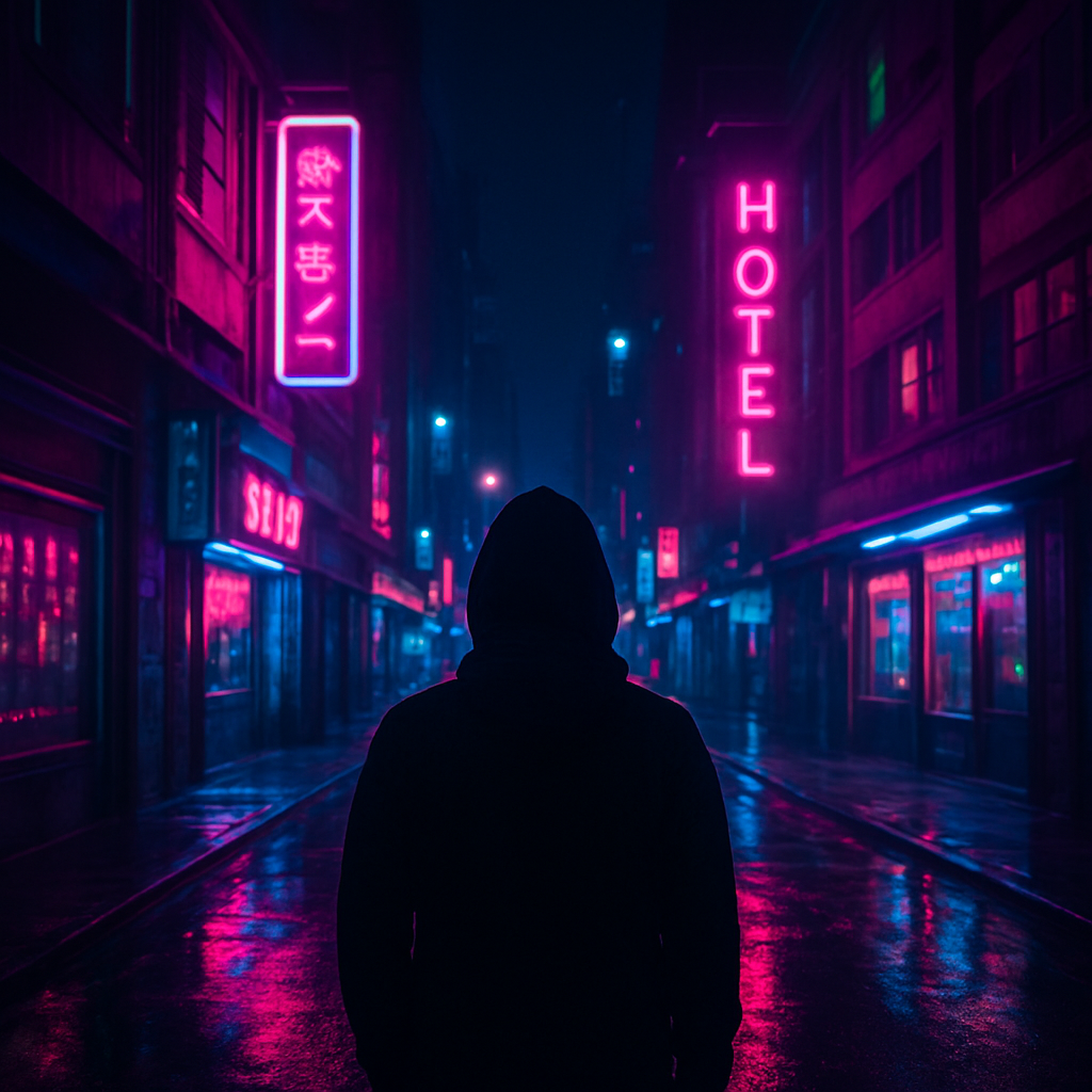 Cena em neon cyberpunk