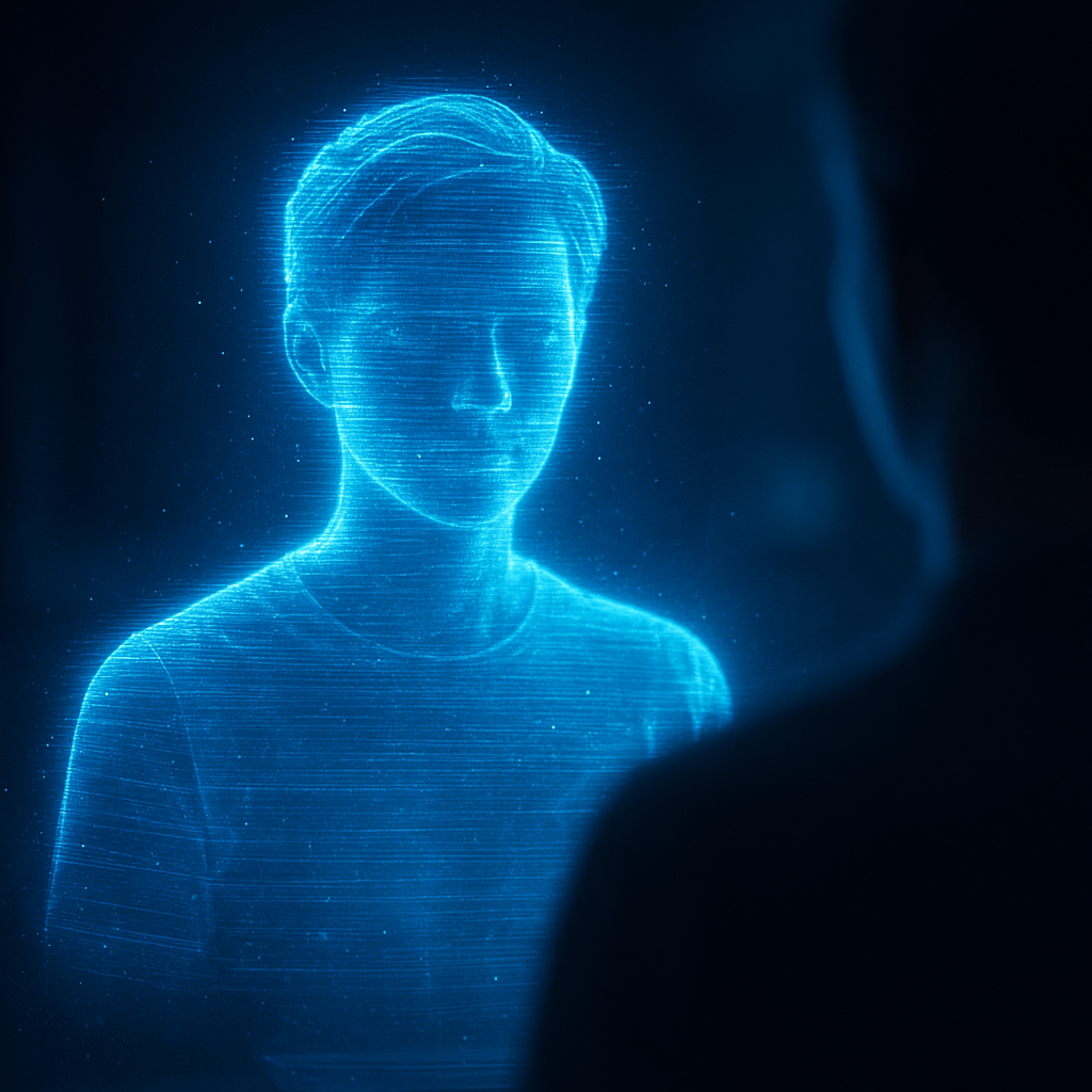 Retrato em holograma futurista