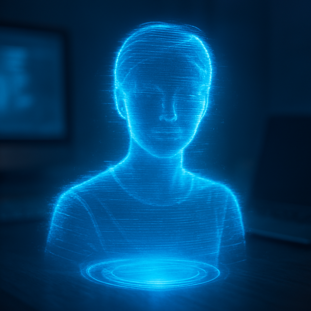 Retrato em holograma futurista