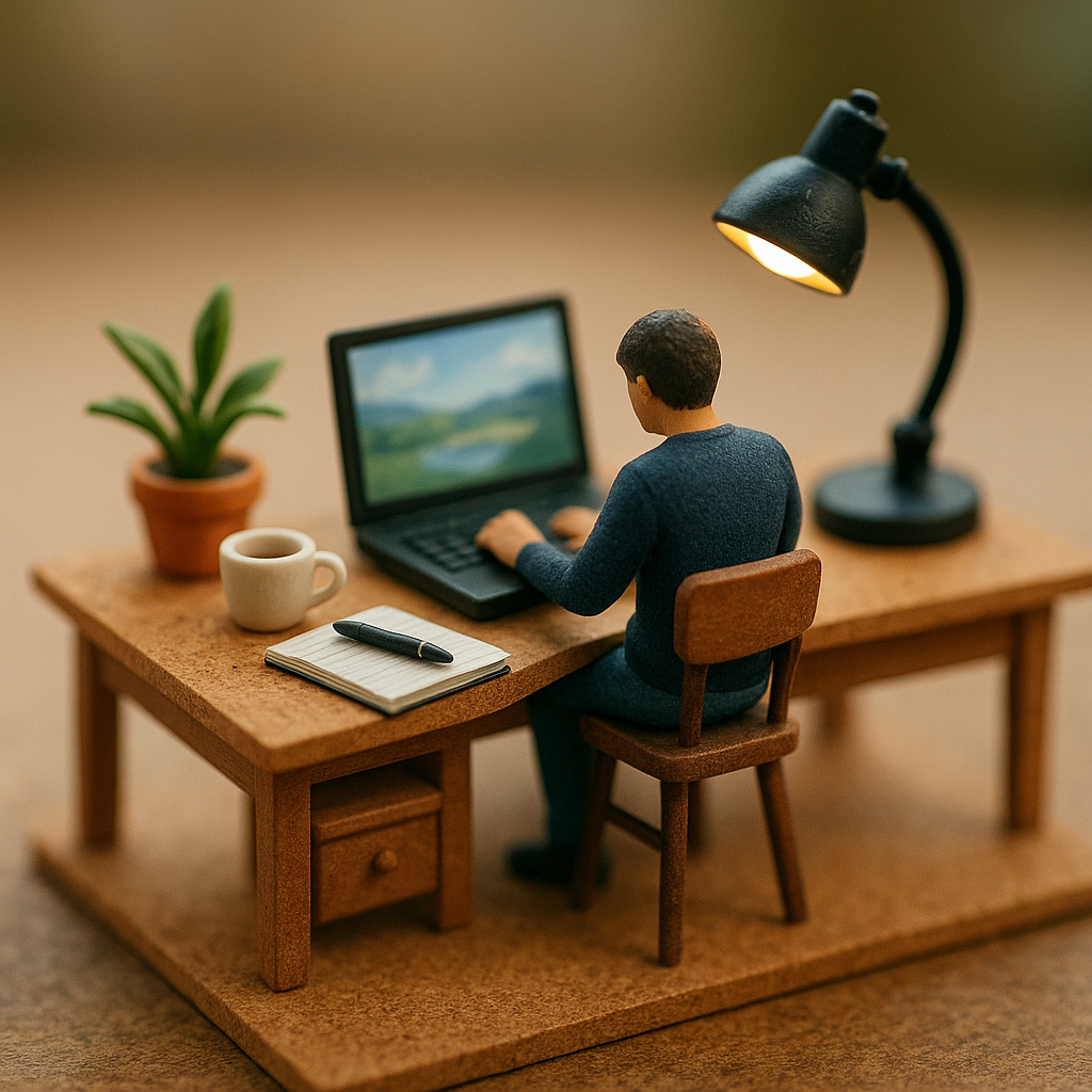 Cena em miniatura estilo diorama