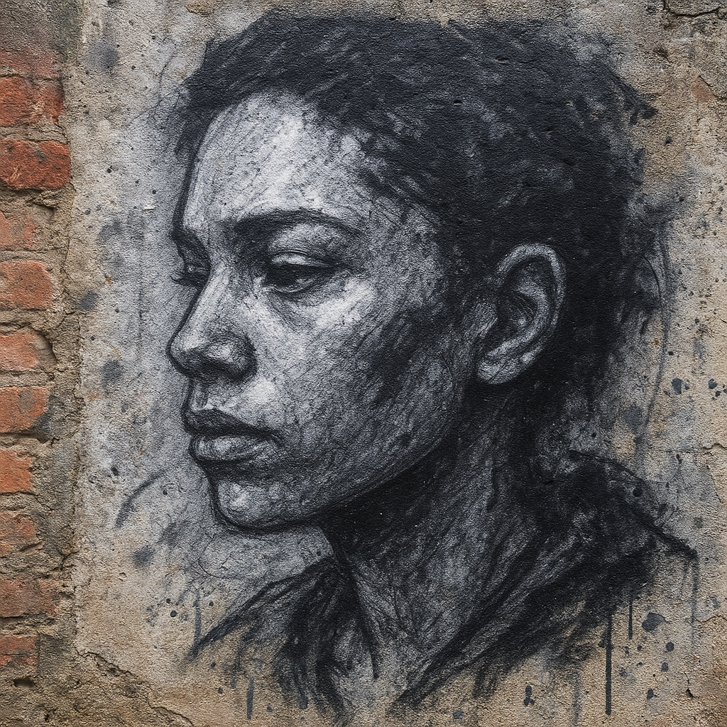 Retrato em grafite estilo street art