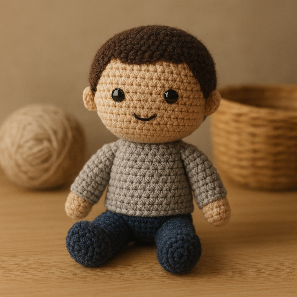 Boneco de crochê amigurumi da sua foto