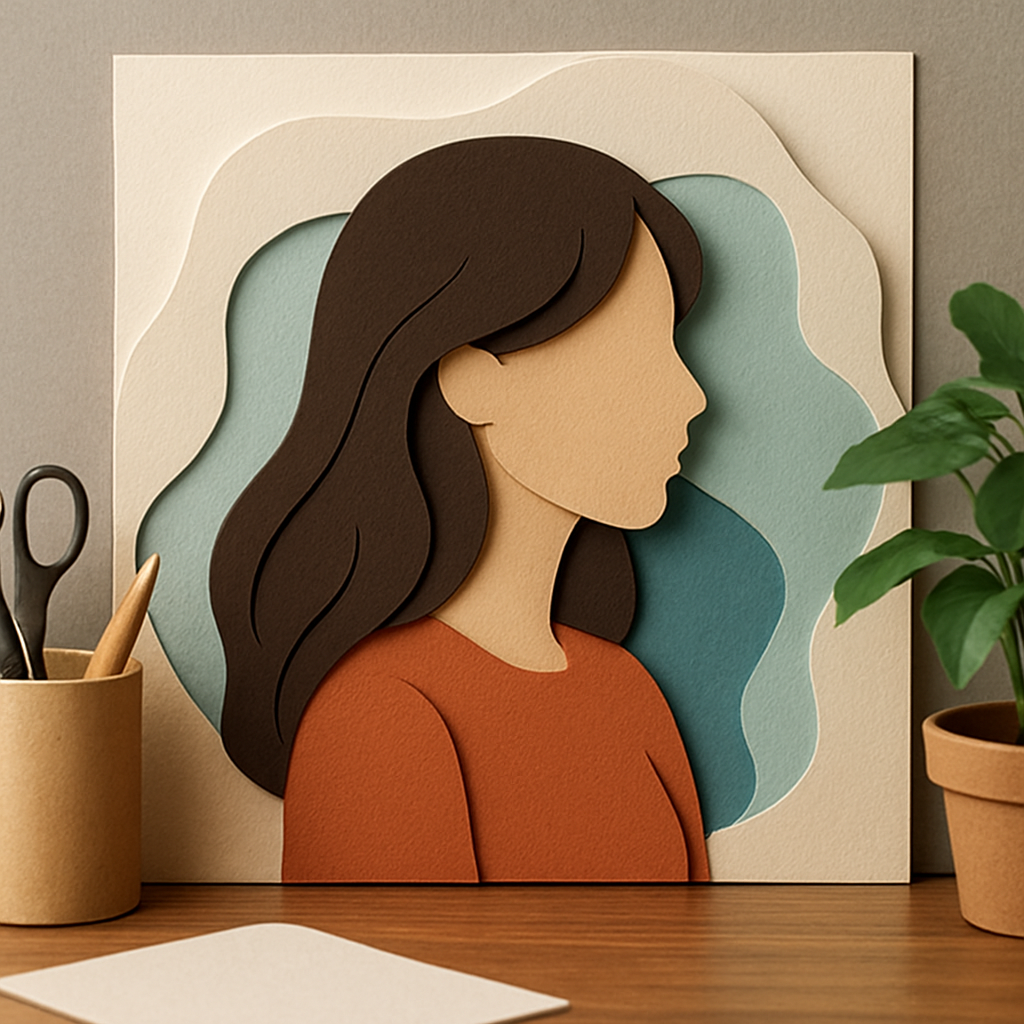 Retrato em recorte de papel (paper cut)