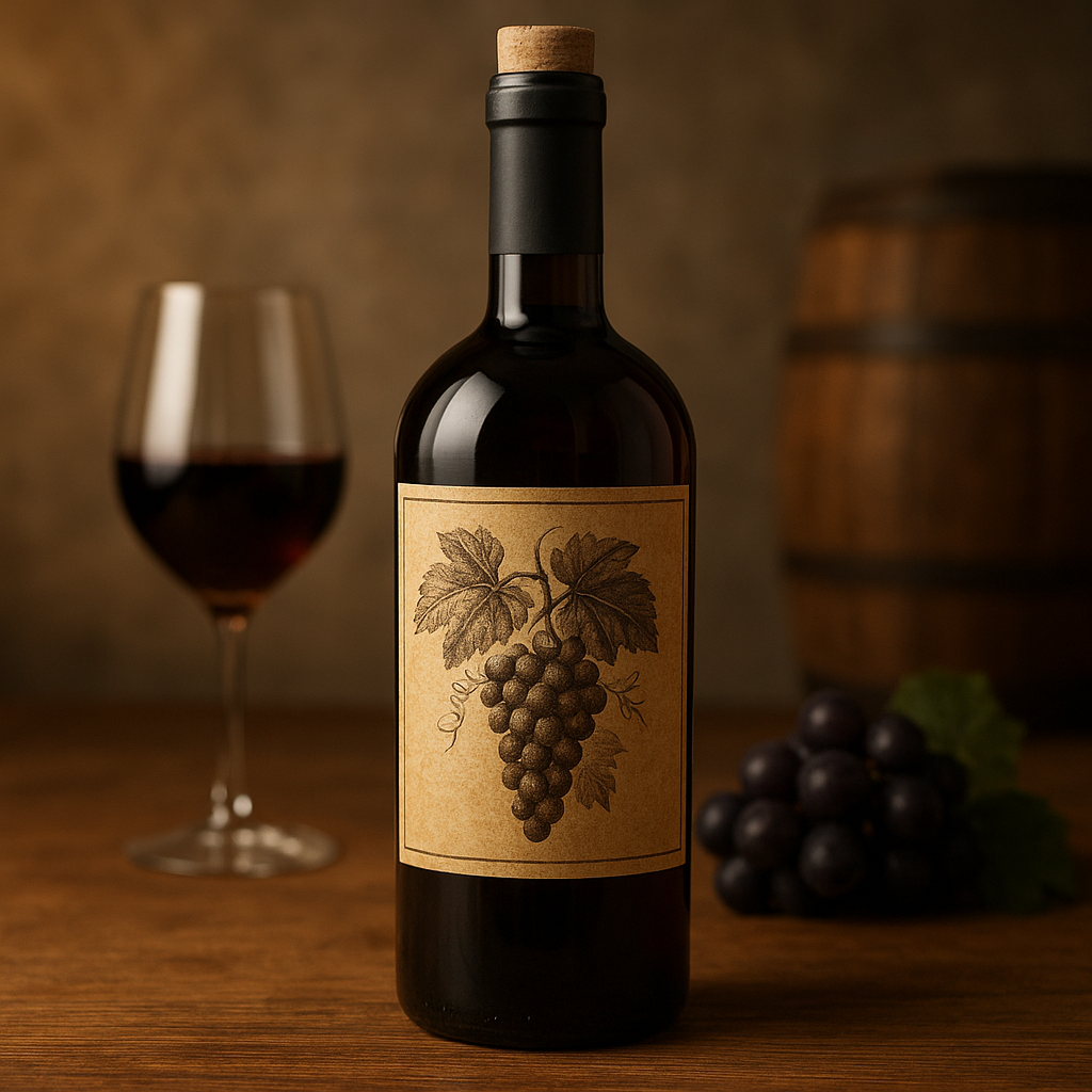 Still de rótulo de vinho ou bebida artesanal