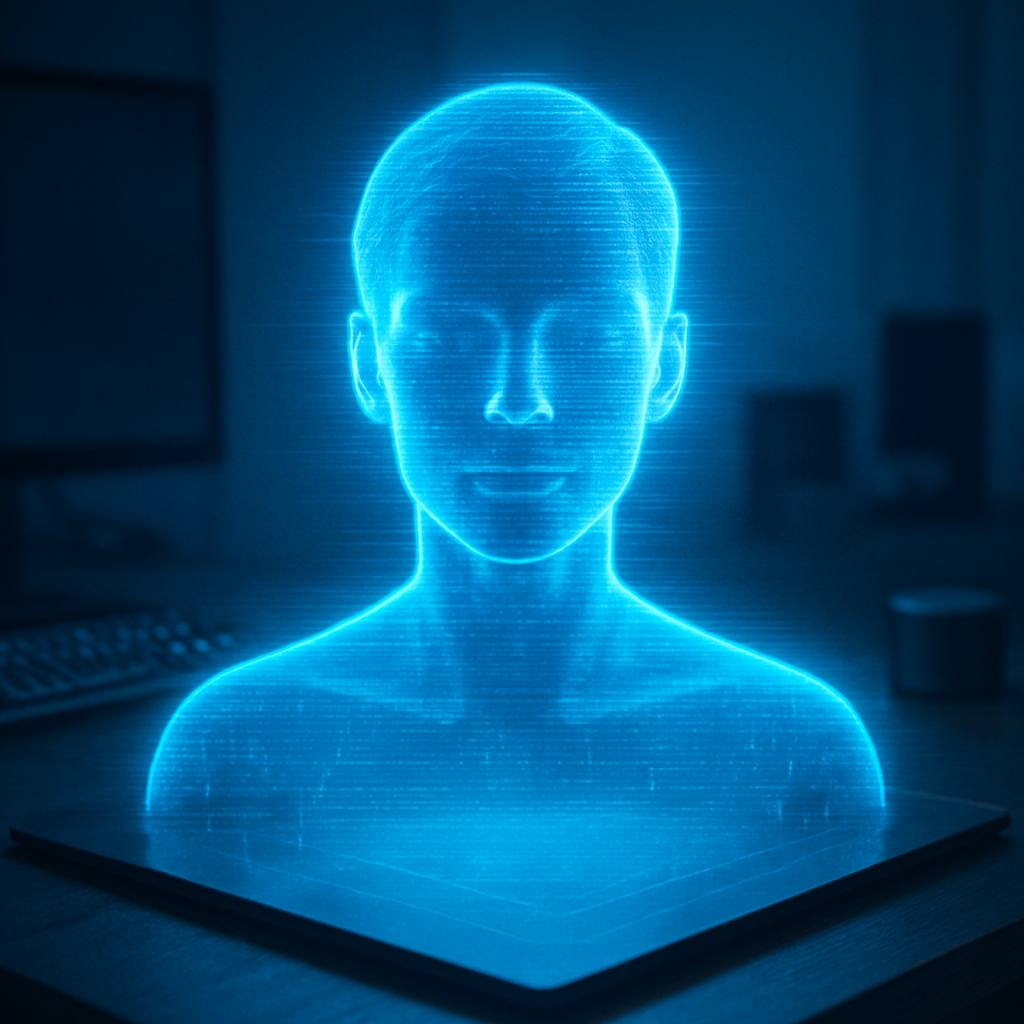 Retrato em holograma futurista