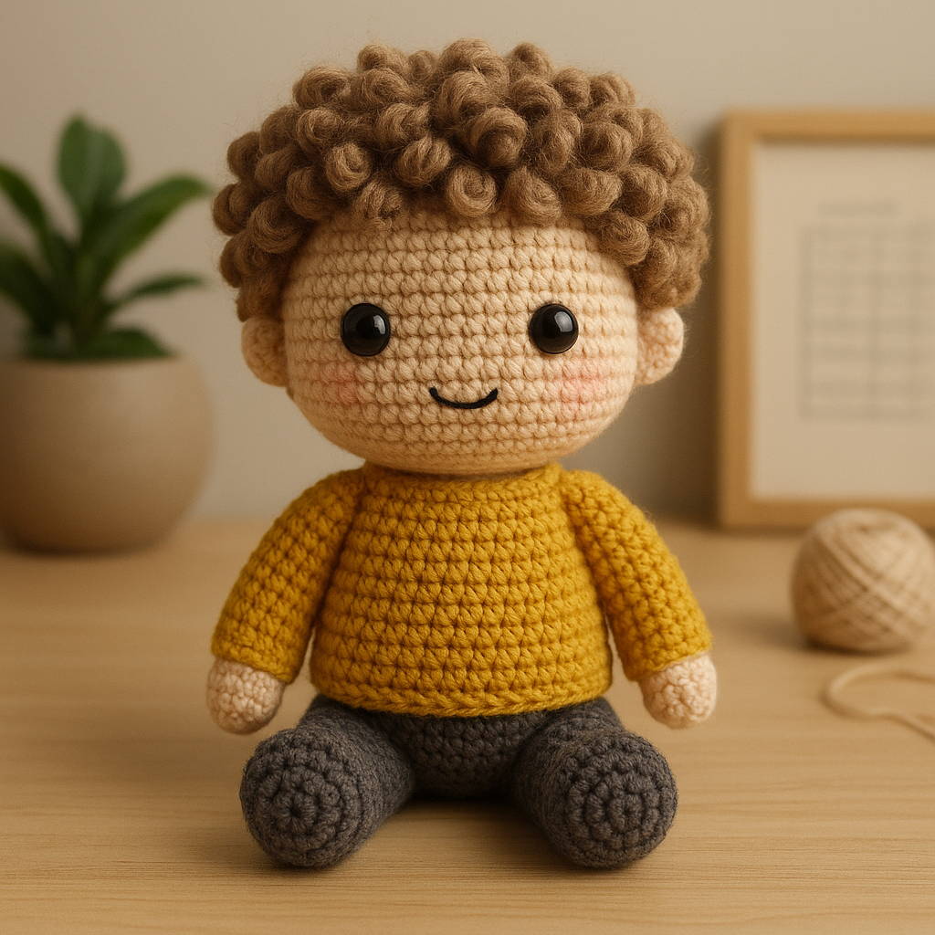 Boneco de crochê amigurumi da sua foto