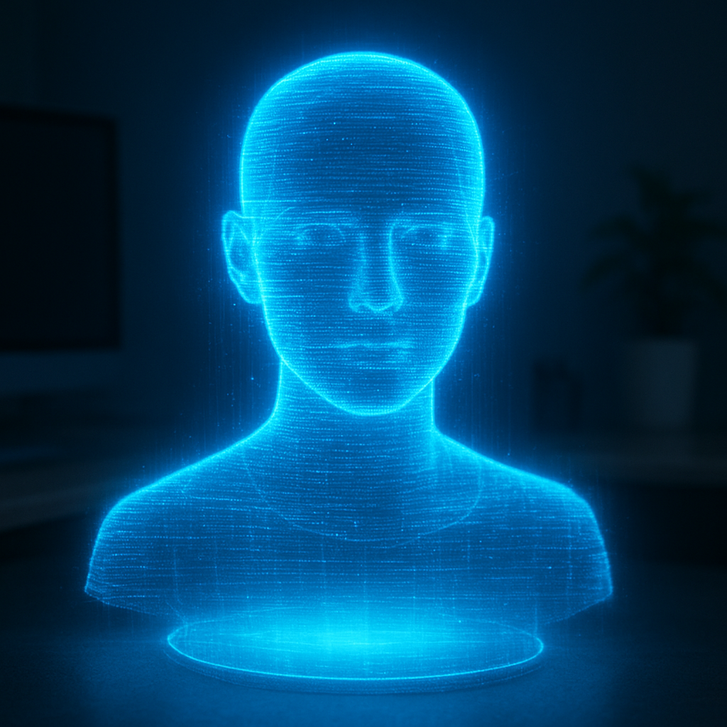 Retrato em holograma futurista