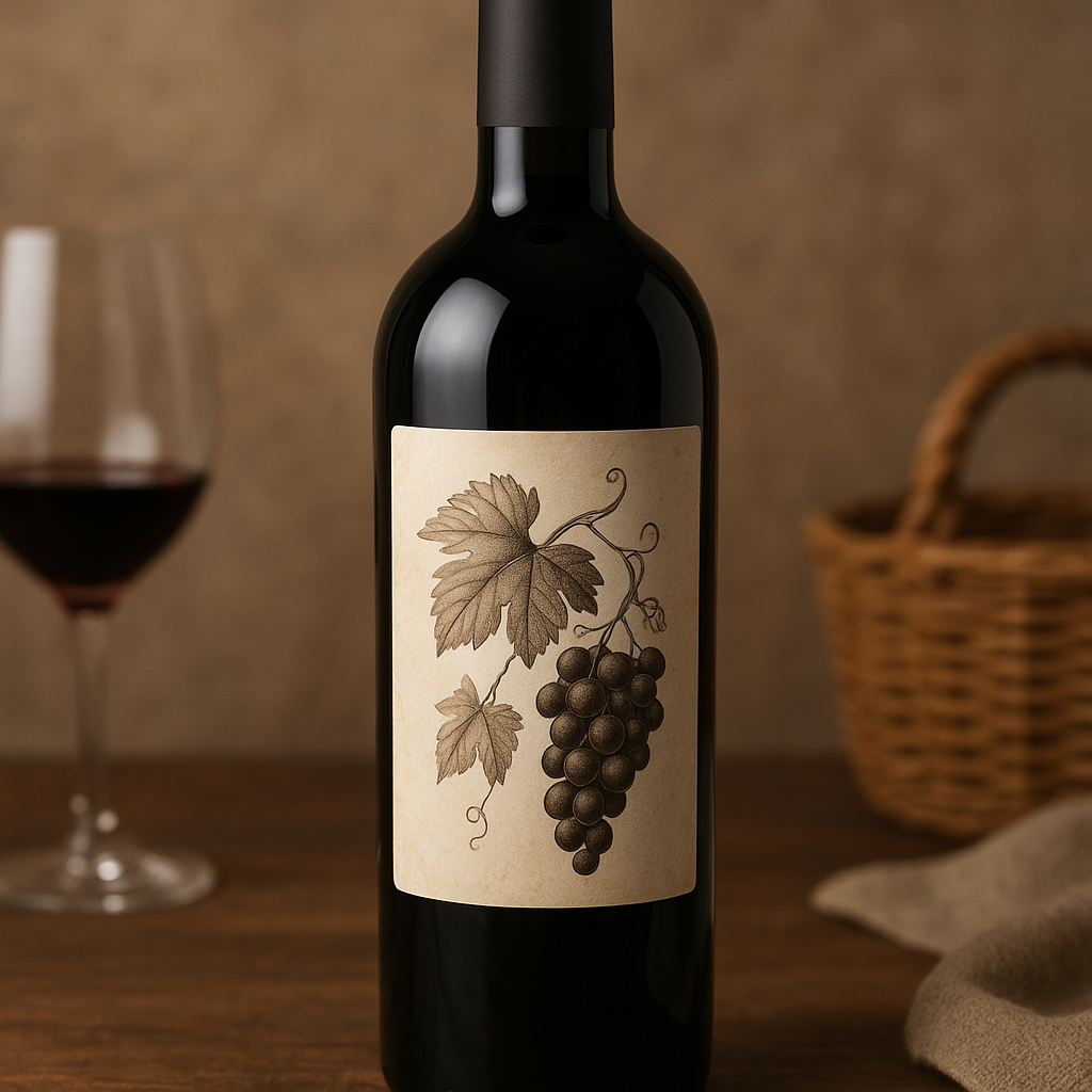 Still de rótulo de vinho ou bebida artesanal