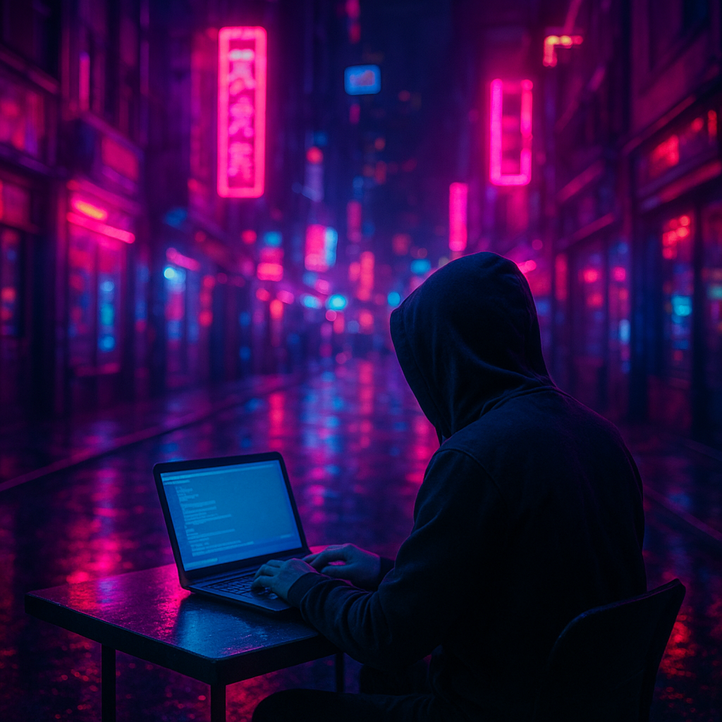 Cena em neon cyberpunk
