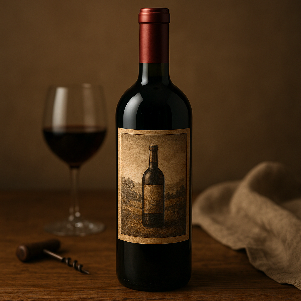 Still de rótulo de vinho ou bebida artesanal