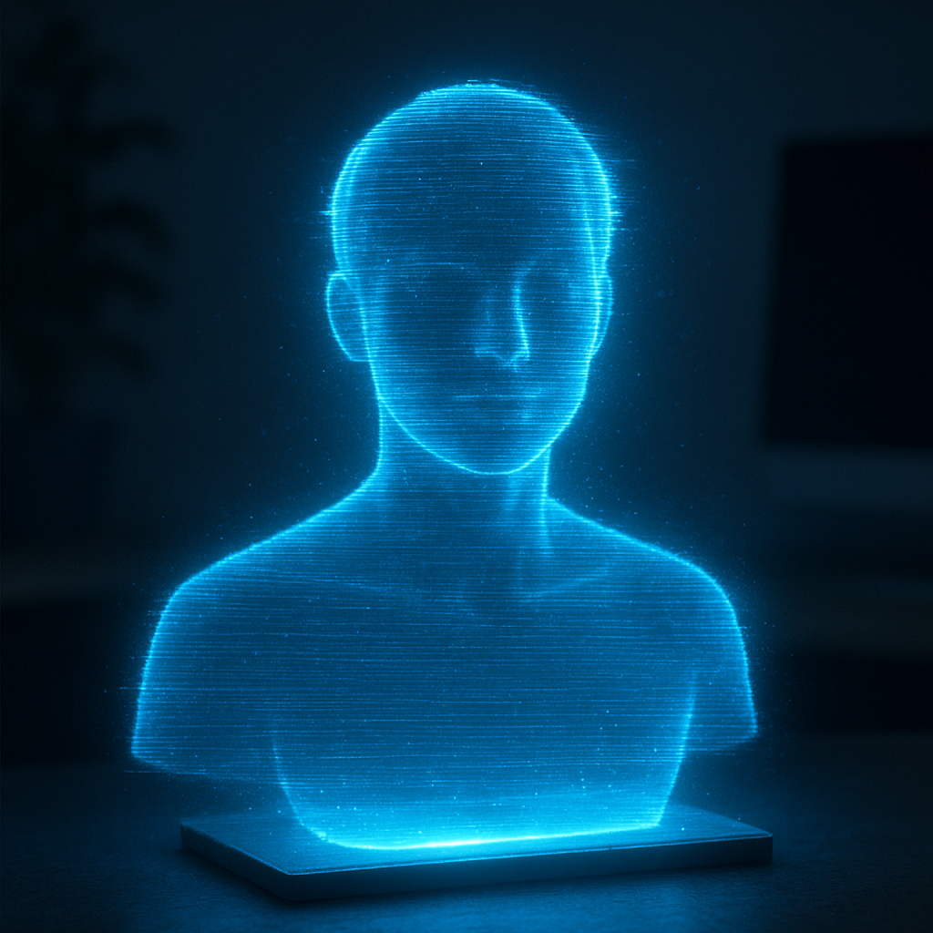 Retrato em holograma futurista