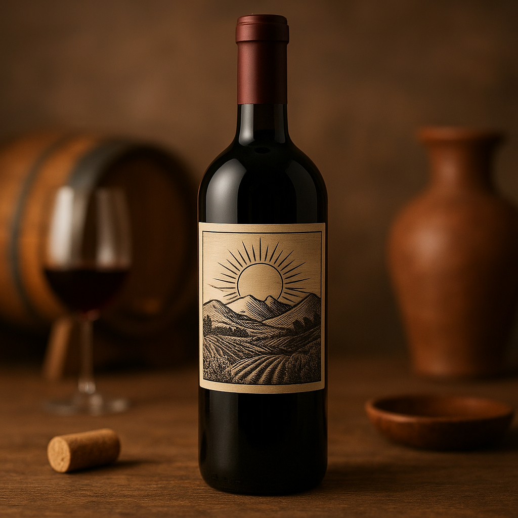 Still de rótulo de vinho ou bebida artesanal
