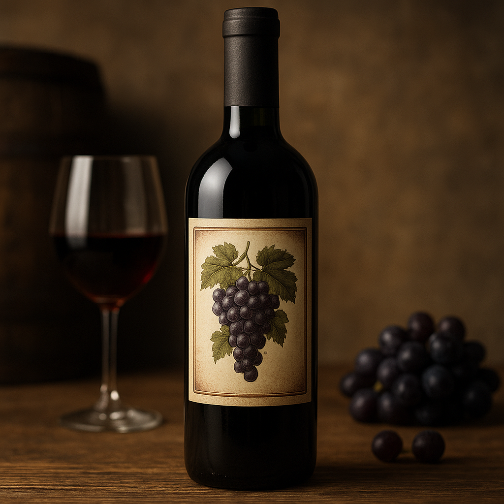 Still de rótulo de vinho ou bebida artesanal