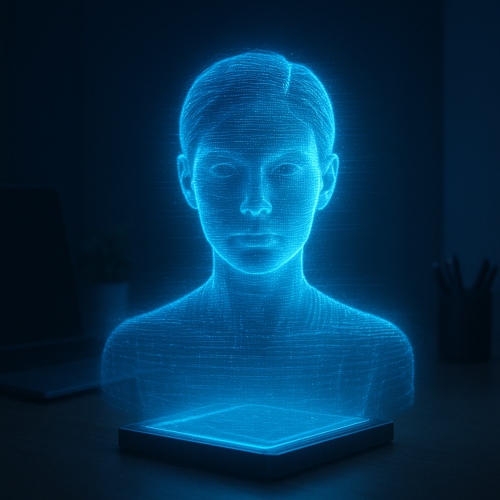 Retrato em holograma futurista