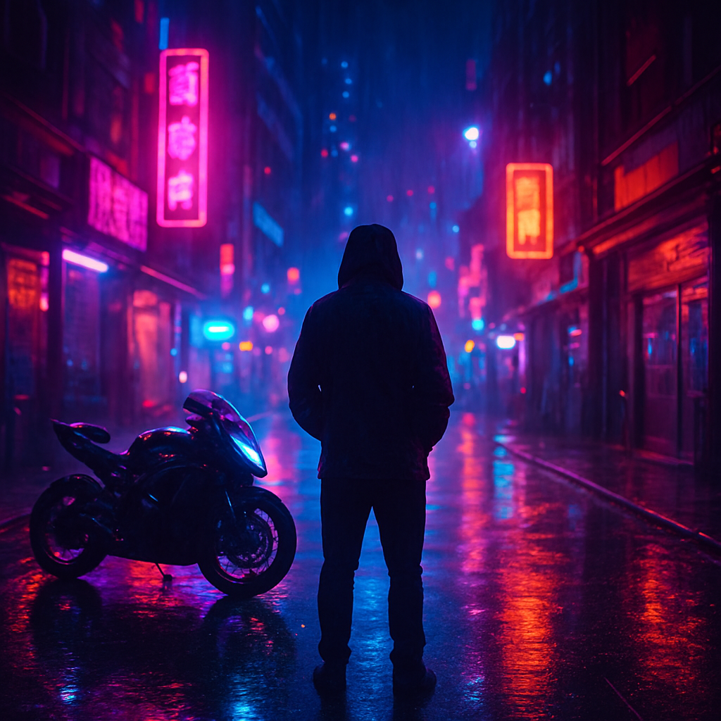 Cena em neon cyberpunk