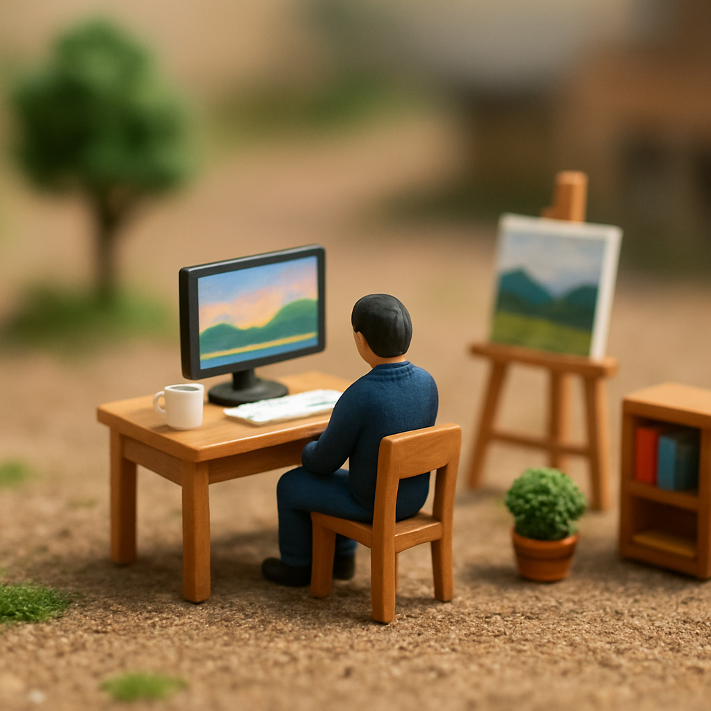 Cena em miniatura estilo diorama