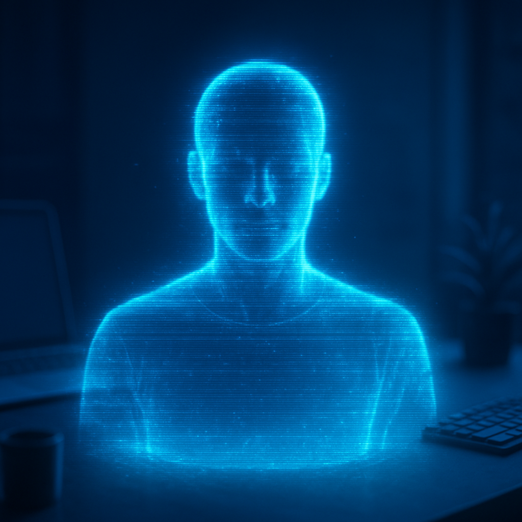Retrato em holograma futurista